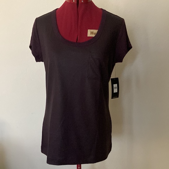 Calvin Klein textured plum color blouse with cap sleeves size M made in Jordan - Picture 1 of 8